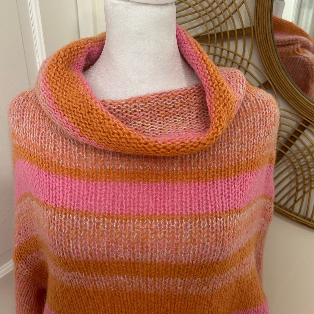 Free‎ People XS Oversized Alpaca Wool Blend Sweater Tunic Coral PinkB Boho Cozy - Picture 5 of 8